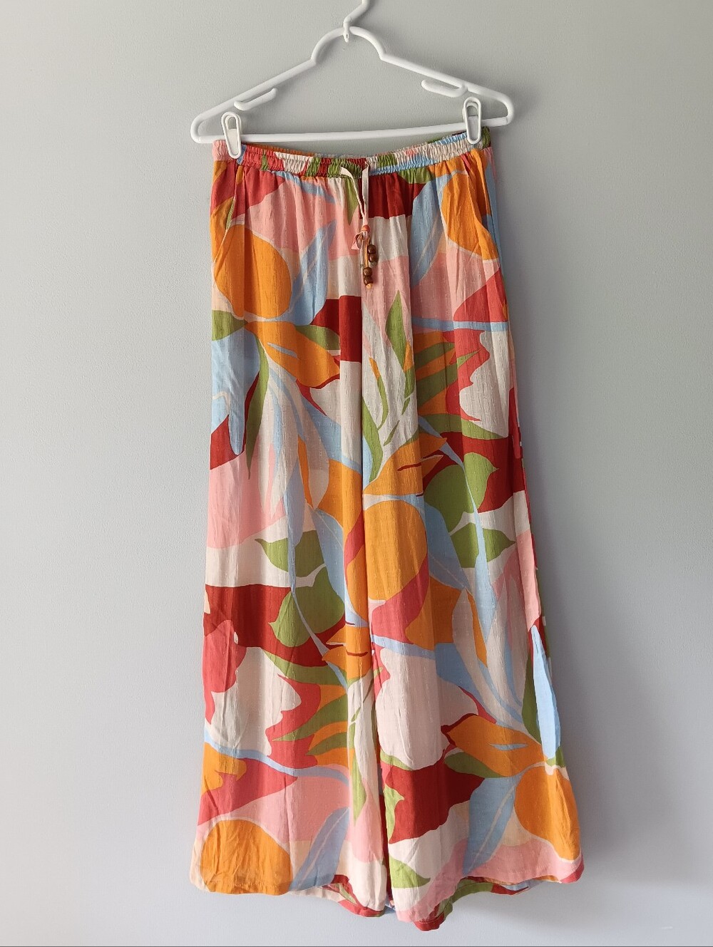 Christian Siriano NY Wide-Leg Pants Large Floral Pattern Orange Green Pink Small - Picture 6 of 16